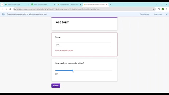 build interactive google form with slider input