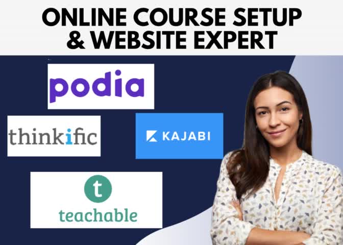 design online course course website on thinkific kajabi podia teachable