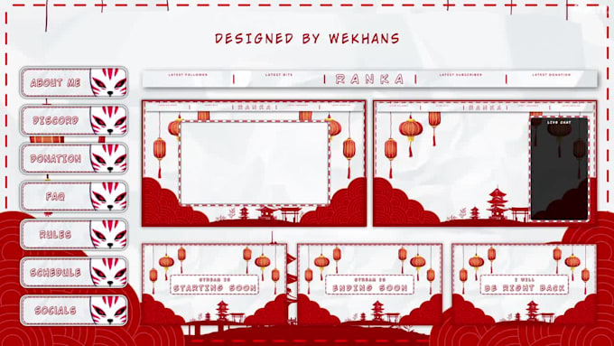 design cute twitch or kick stream overlays and panels