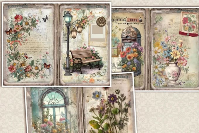 create custom vintage junk journal kits for etsy shops