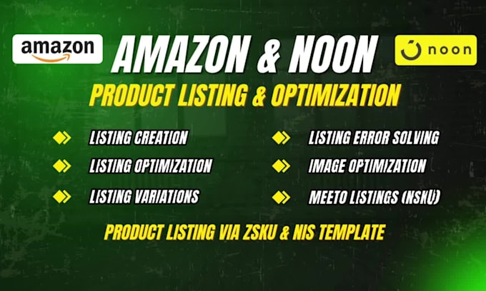 create SEO listings for noon and amazon