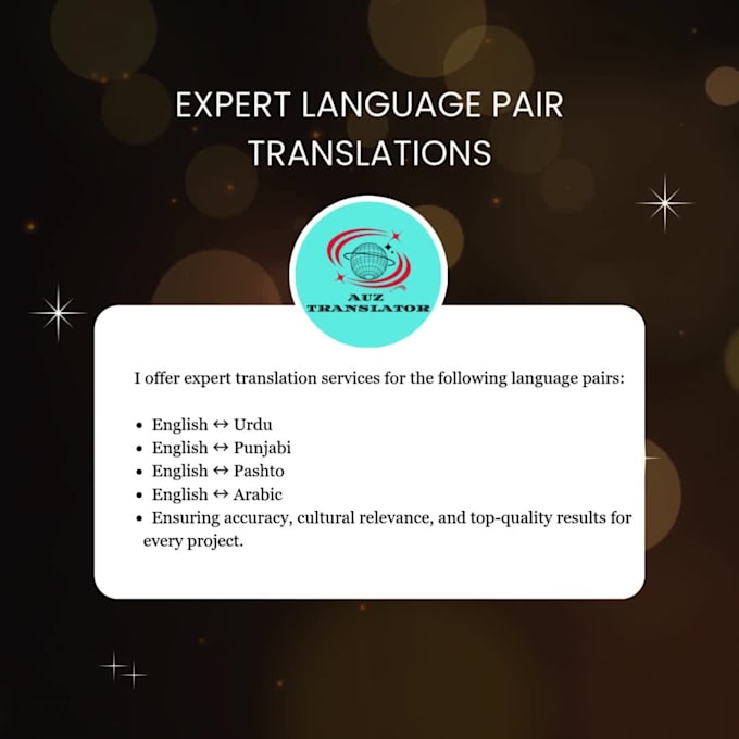 translate between english, urdu, punjabi, pashto, and arabic