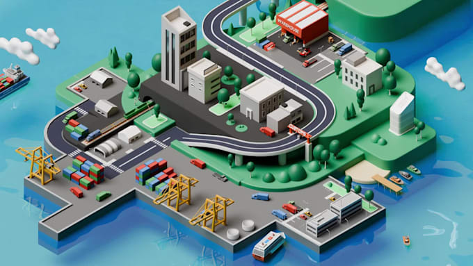 design cool custom lowpoly 3d isometric and map illustration