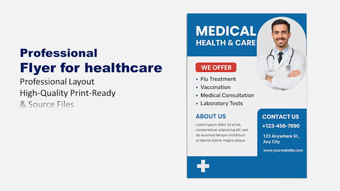 design a professional medical flyer for healthcare, clinic, and hospital