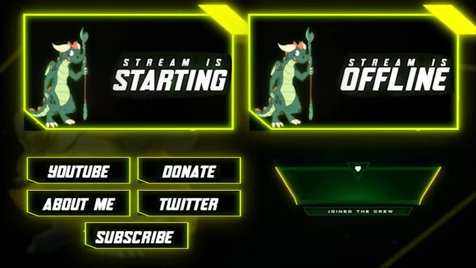 design animated twitch overlay, layouts, panels, screen for stream