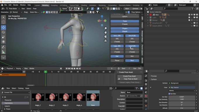 rig your character in blender