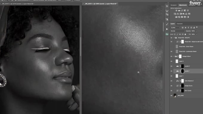 professionally retouch a portrait photo using photoshop