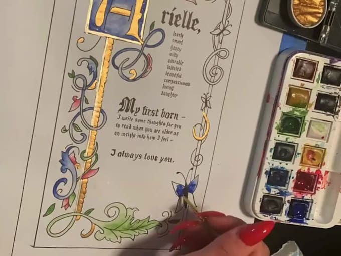 specialize in illuminating medieval manuscripts and designing elegant