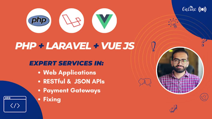 develop PHP laravel vuejs web applications, rest apis
