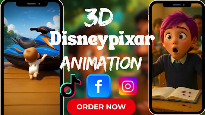 Create 3d disney pixar style ai animation video animate cartoon ai art ...