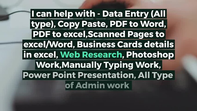 be your virtual assistant for data entry, copy paste, web research