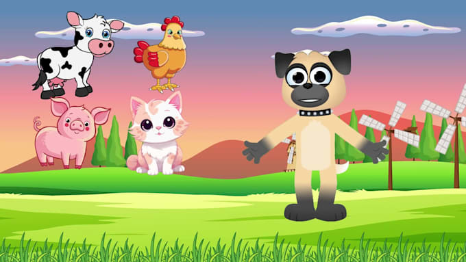 create a kids learning video with a animated talking character for you