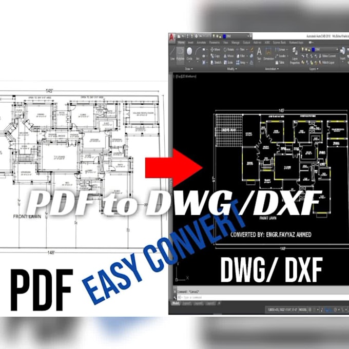 Convert pdf to dwg , image to dwg , had sketch to dwg by Design_eng77
