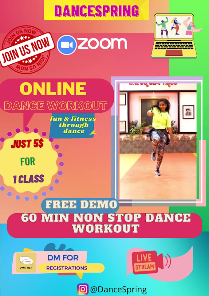 Take online dance fitness classes by Bswathi29 Fiverr