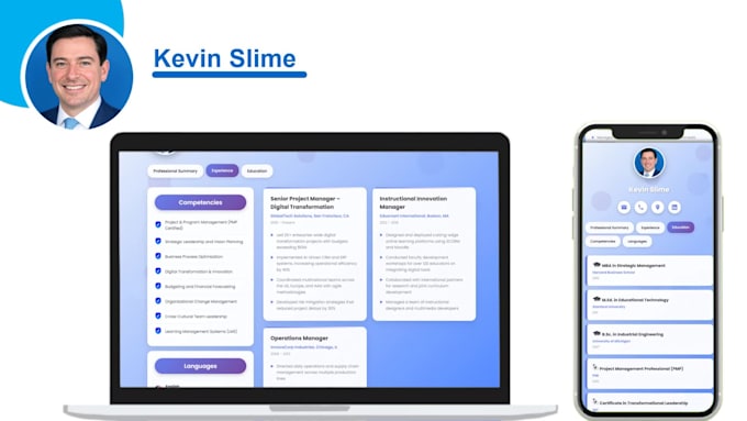 create a personalized HTML CSS js portfolio CV website