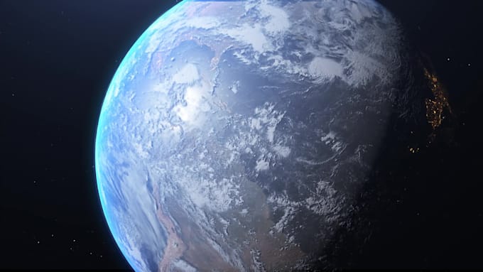 create photorealistic 3d earth space scene