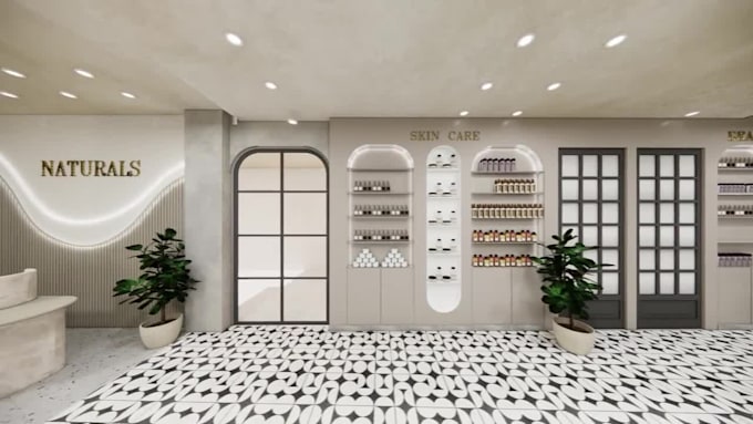do 3d interior design and rendering of your salon  and more