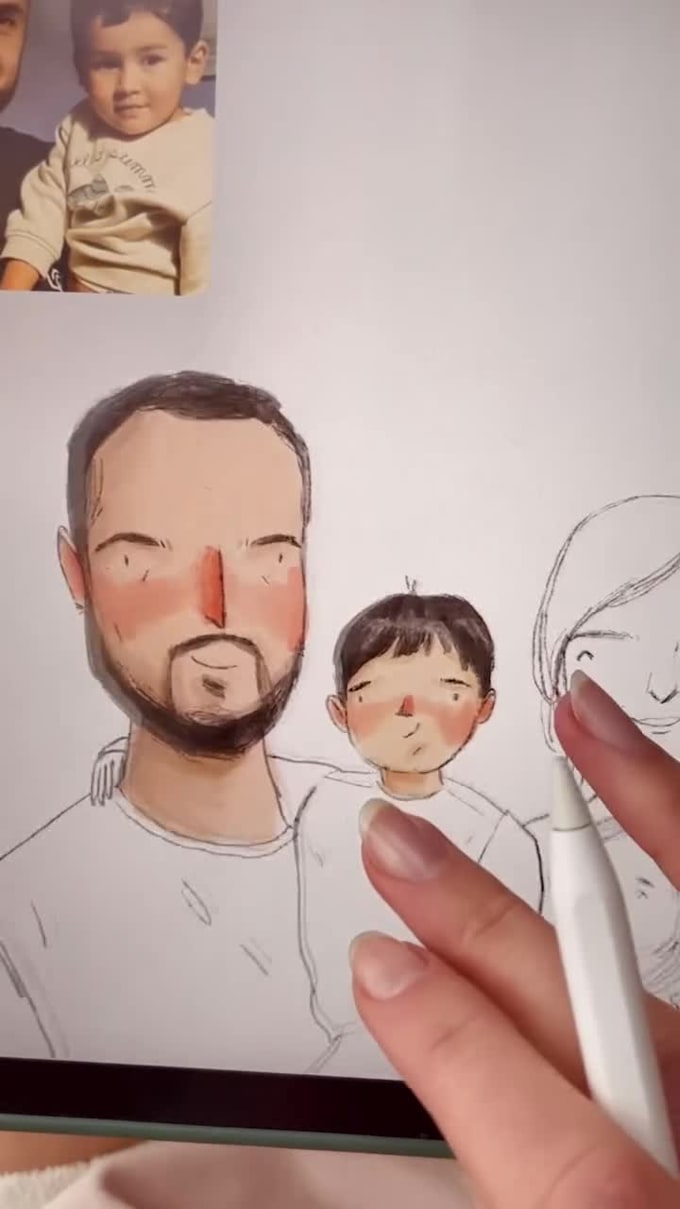 illustrate cute couple or family portrait