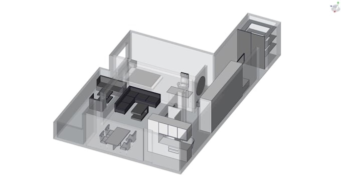 design your room, apartment into 3d isometric animation