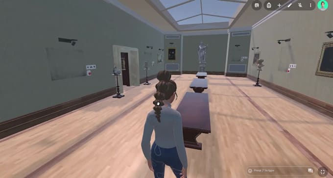 design a stunning virtual art gallery or showroom for metaverse