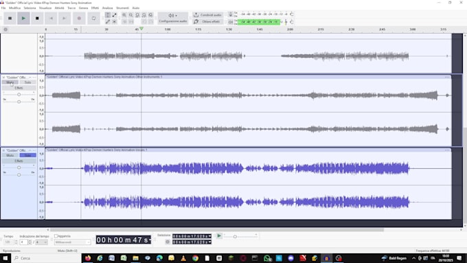 make it separate audio track from song, anime op