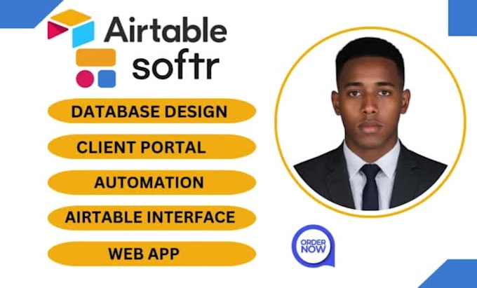 build airtable database softr, airtable automation, interface, client portal