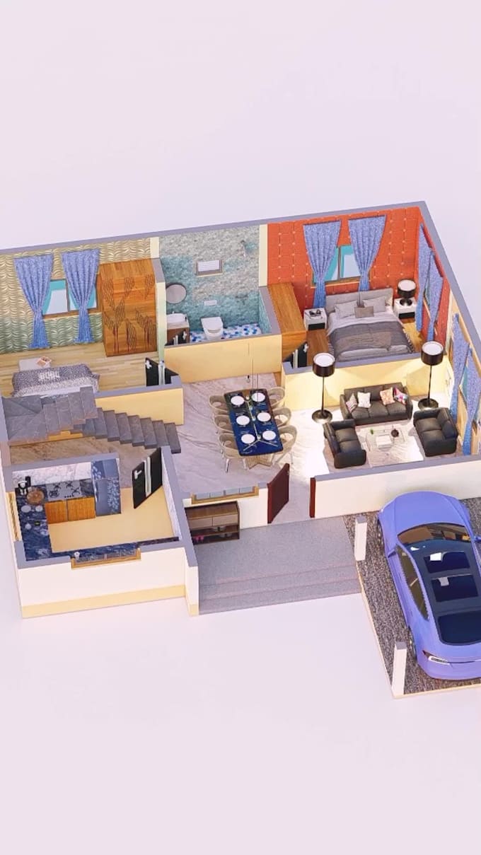 provide axonometric view with 3d animated video  and braucher
