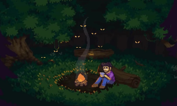 Make pixel art character, background, pixel art animation, animated ...