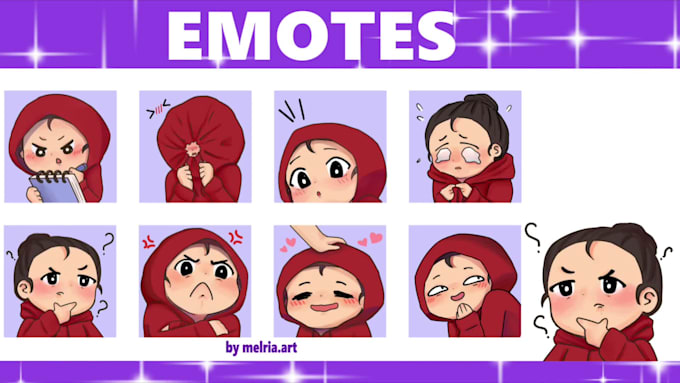 Draw custom cute chibi emotes for your twitch or discord by Melria | Fiverr