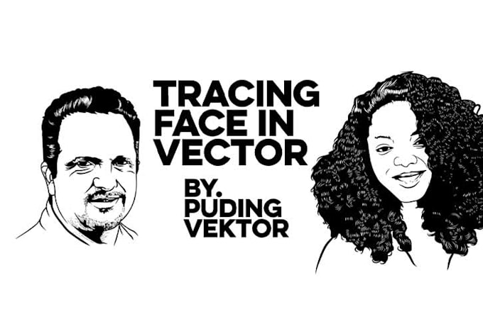 tracing portrait to vector black and white in fast delivery