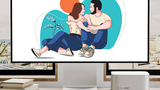 draw couple unique, modern and minimalis from your photos