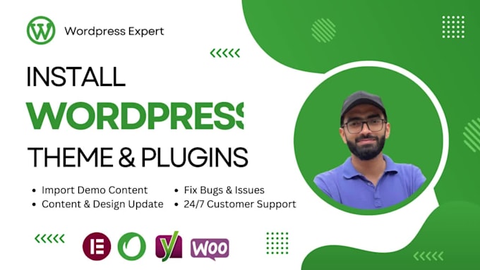 install and customize wordpress theme plugins, import demo