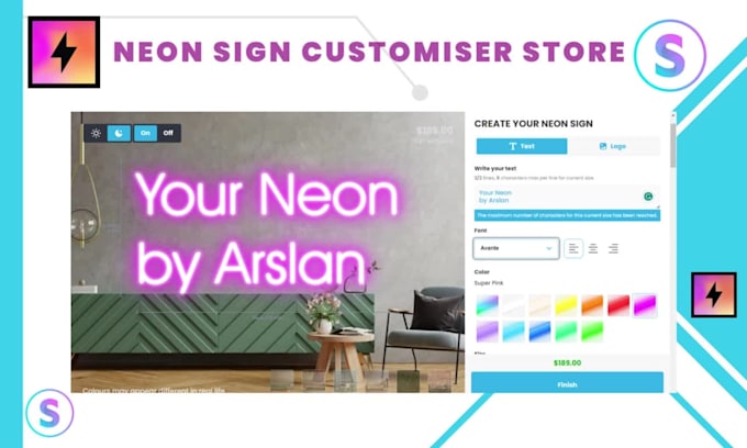 develop professional shopify neon sign customizer store
