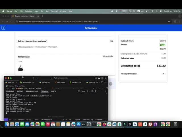 create a walmart auto purchase bot in just 1 hour