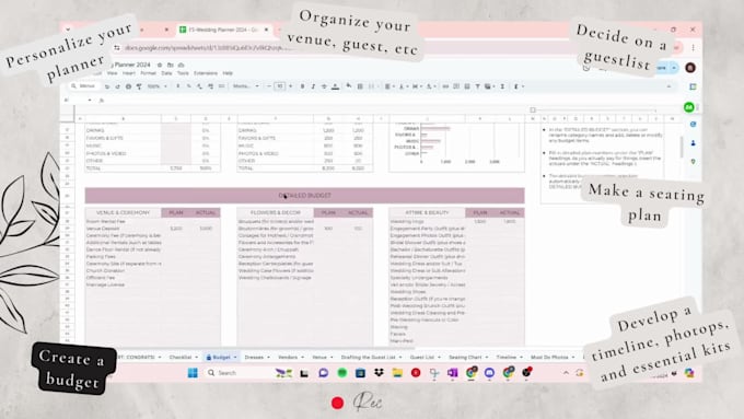 create a wedding planner in google sheets
