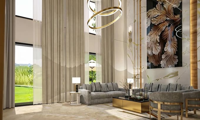 do interior design, sketchup 3d model for your living room and bedroom