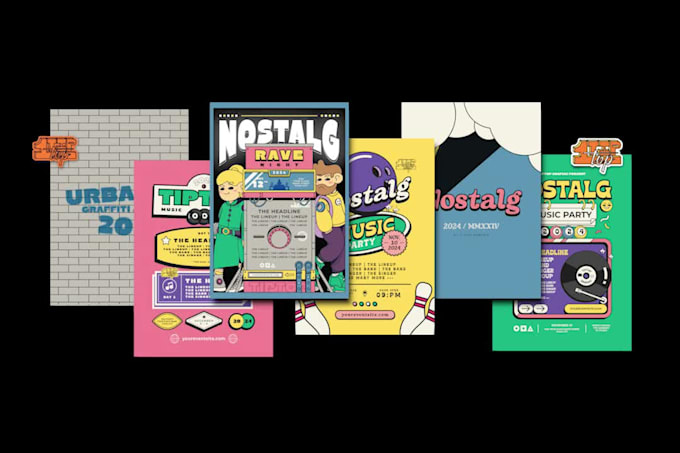 design a cartoon retro themed flyer