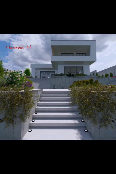 design the villa and landscape by revit and enscape