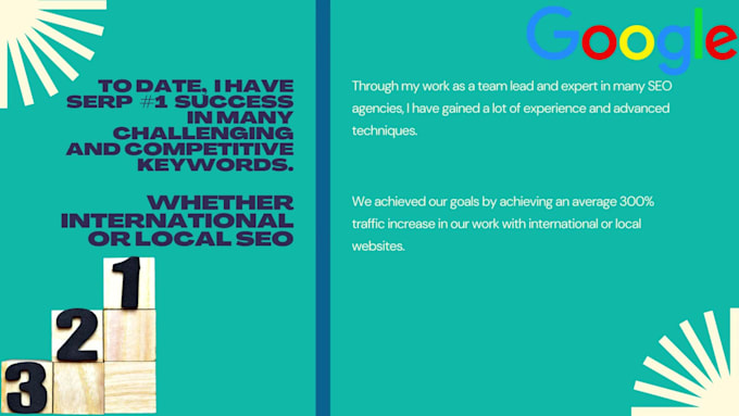 be your SEO consultant for high traffic from google