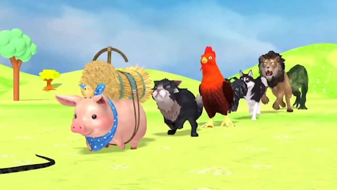 create 3d animals animation for kids learning