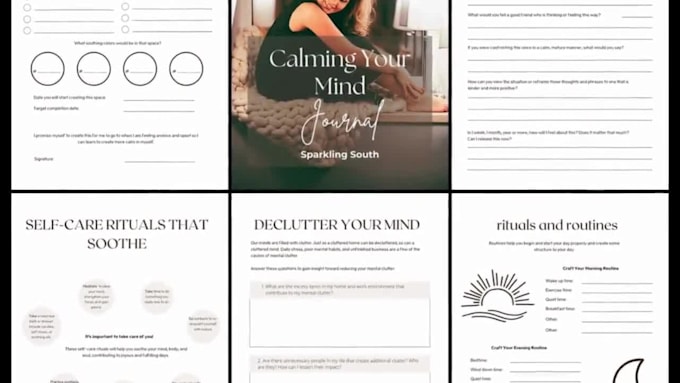 design custom fitness workout self care journal ebook mental wellness planner