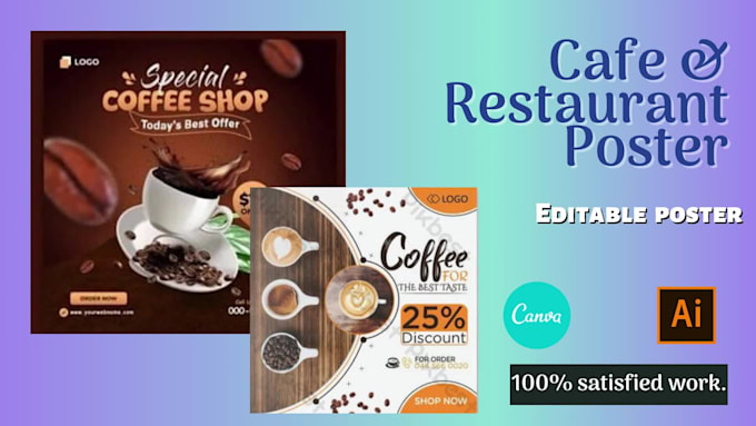 design product posters, cafe and restaurant posters, instagram posts