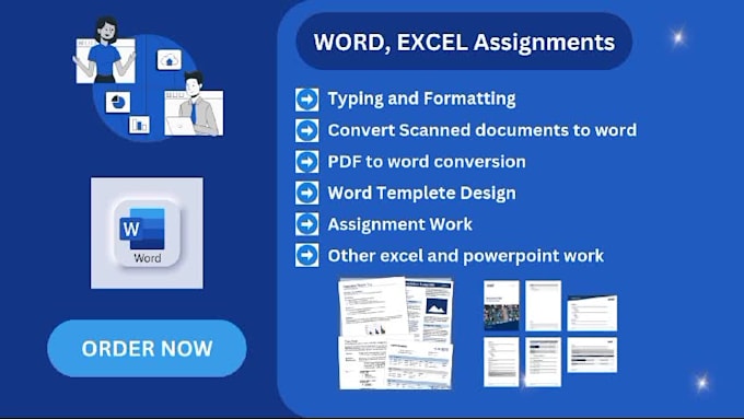 create, design format your assignment in word, excel and data entry in 12 hours