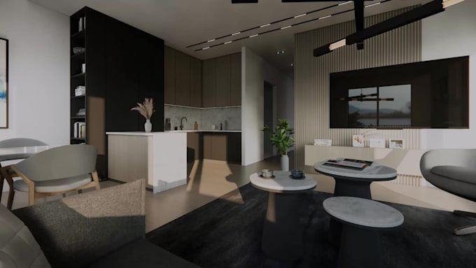 create and render 3d model, interior, exterior in enscape