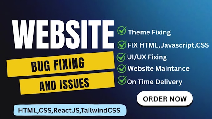 fix bugs in react js, javascript, tailwind CSS, HTML and CSS