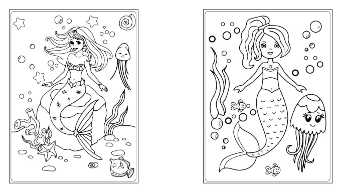 Hire a freelancer to send you 100 mermaid coloring pages for your amazon KDP