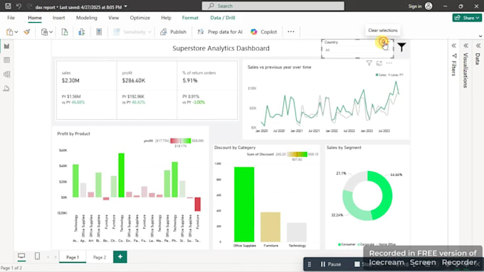 do data visualization and dashboards using excel or power bi