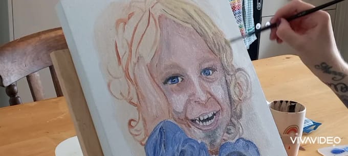 create a portrait painting, using oil or watercolour paints