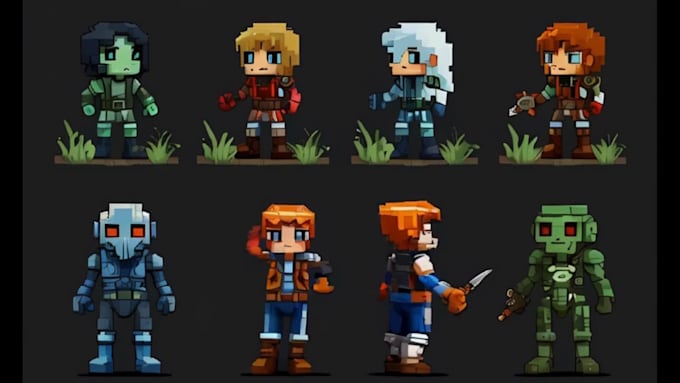do 2d pixel art character sprite animation game assets