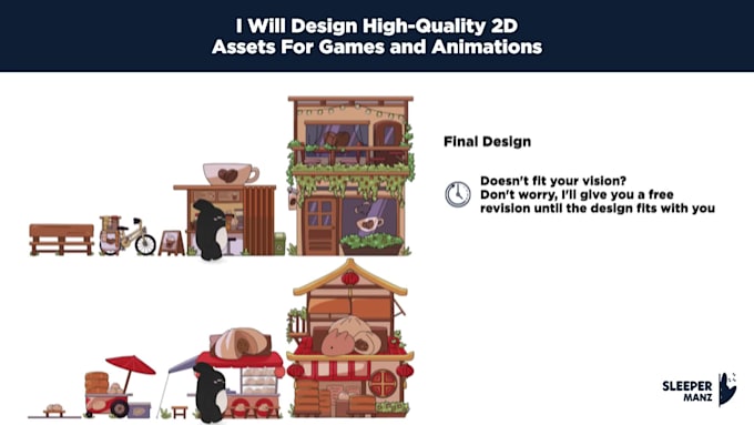 design high quality 2d asset for games and animation